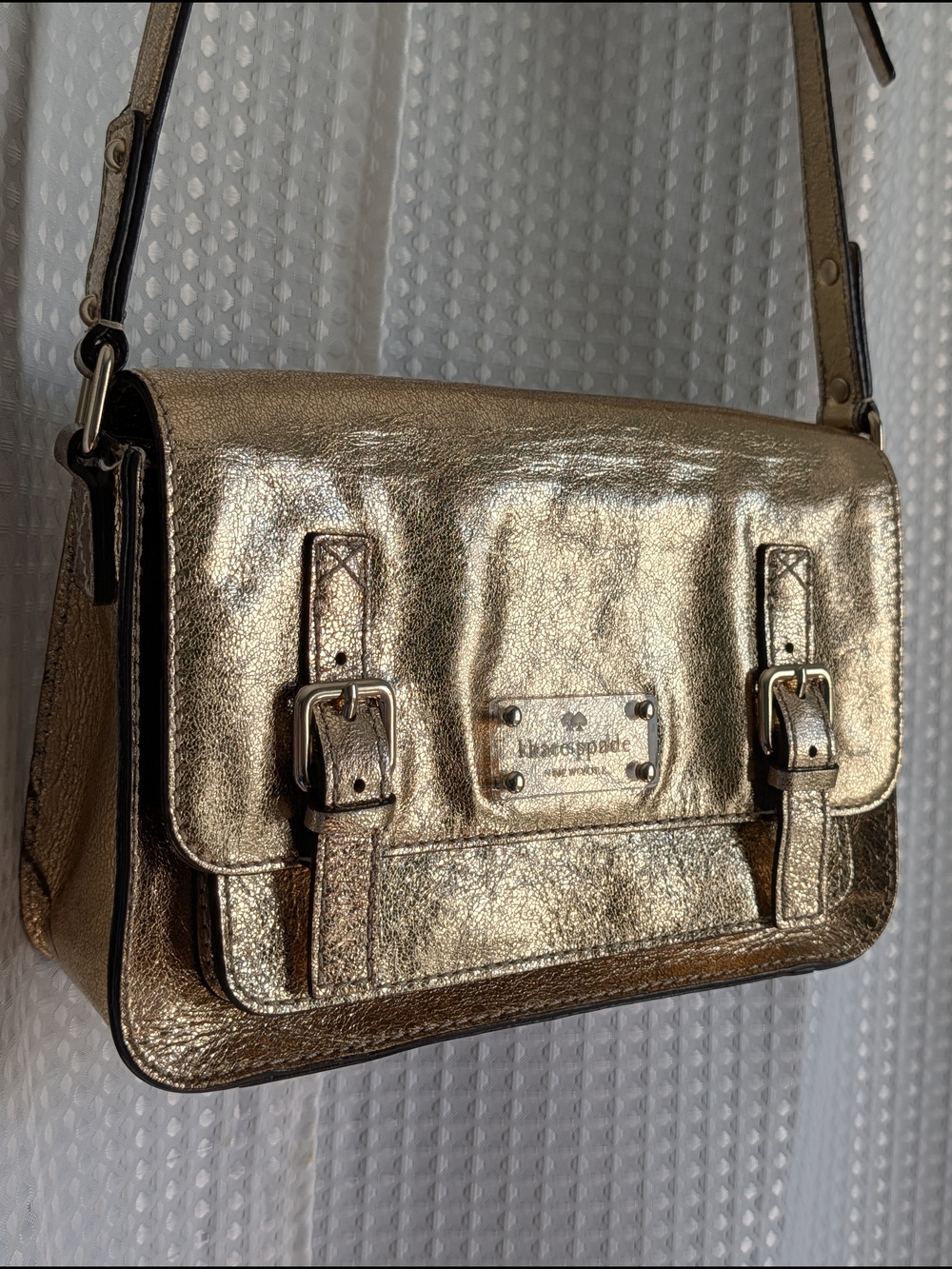 kate spade Metallic Gold Flicker Leather Crossbody Bag